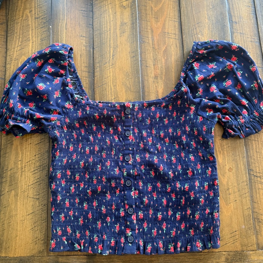 Aerie Puff Sleeve Smocked Top